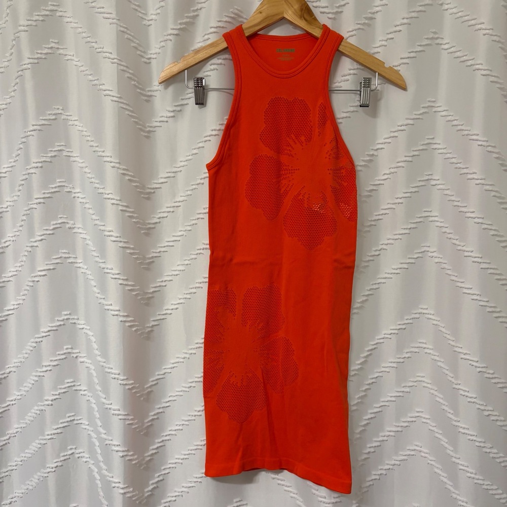 Anthropologie Celandine Orange Seamless Floral Pointelle Mini Dress XXS/XS NEW